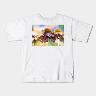 Echinacea Purpurea with Small Butterfly Kids T-Shirt